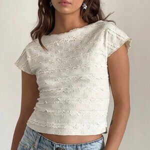 NWOT Motel Rocks Nova Top in Crinkle Ivory